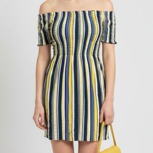 Blue White & Yellow Striped Dress
